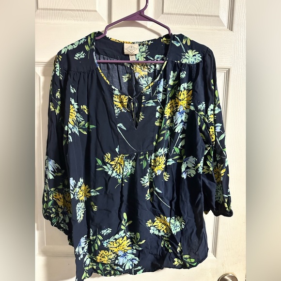 St. John's Bay Tops - Navy Floral Blouse